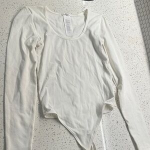 Wolford White Long-Sleeve Scoop Neck Bodysuit